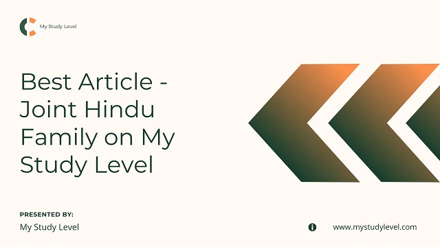 Best Article - Joint Hindu Family Business on My Study Level